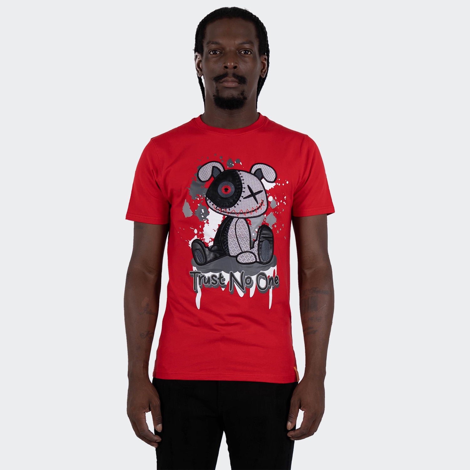 Men's TWO MILL TWENTY "Trust No One" Embroidered Graphic T-Shirt Red