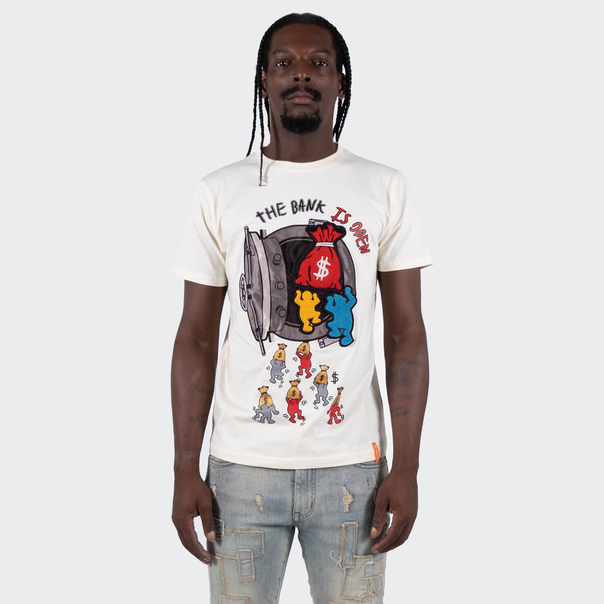 Men's TWO MILL TWENTY "The Bank Is Open" Graphic T-Shirt Off White