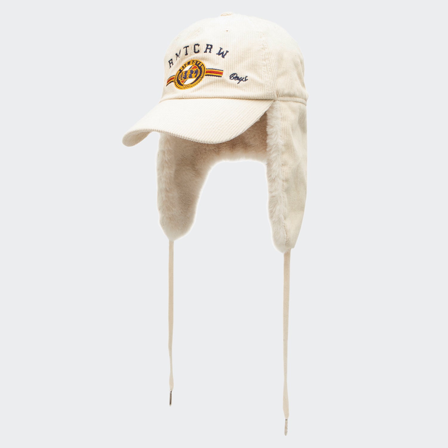 Unisex Romantic Crown Corduroy Trooper Hat Ivory