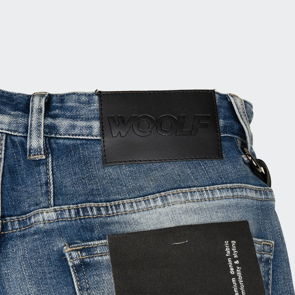 Men's Woolf Paint Splatter Pouch Jeans Dark Indigo