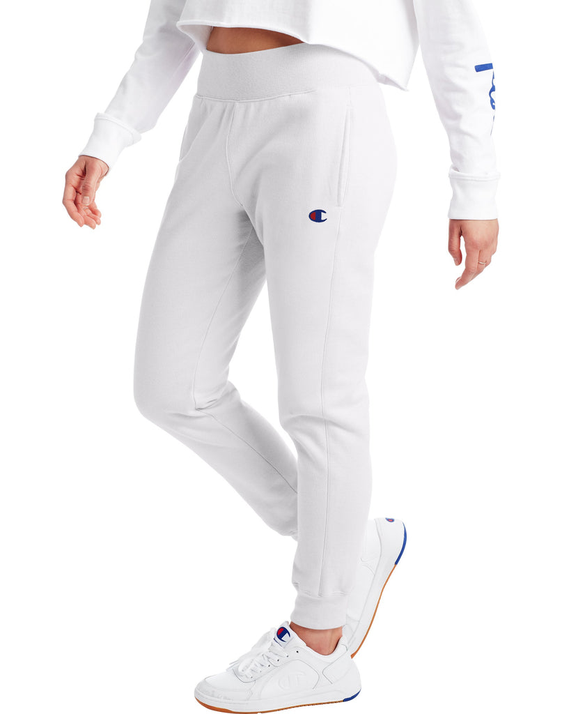 Women's Champion Reverse Weave Joggers White | Chicago City Sports | side view