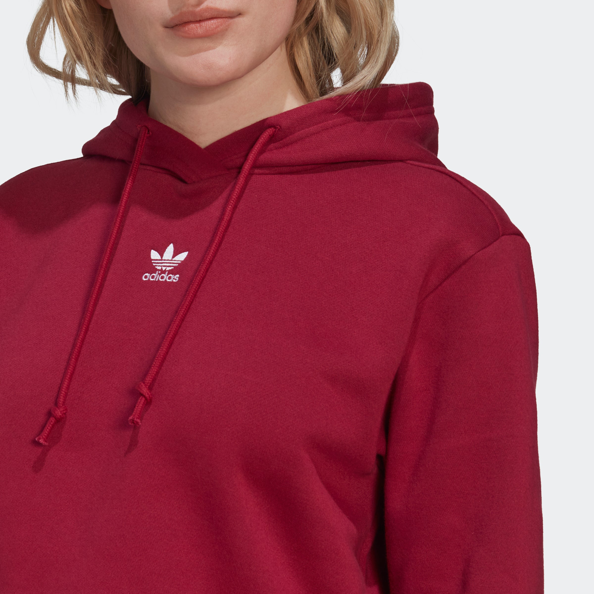 Women's adidas Originals Adicolor Essentials Crop Fleece Hoodie Burgundy