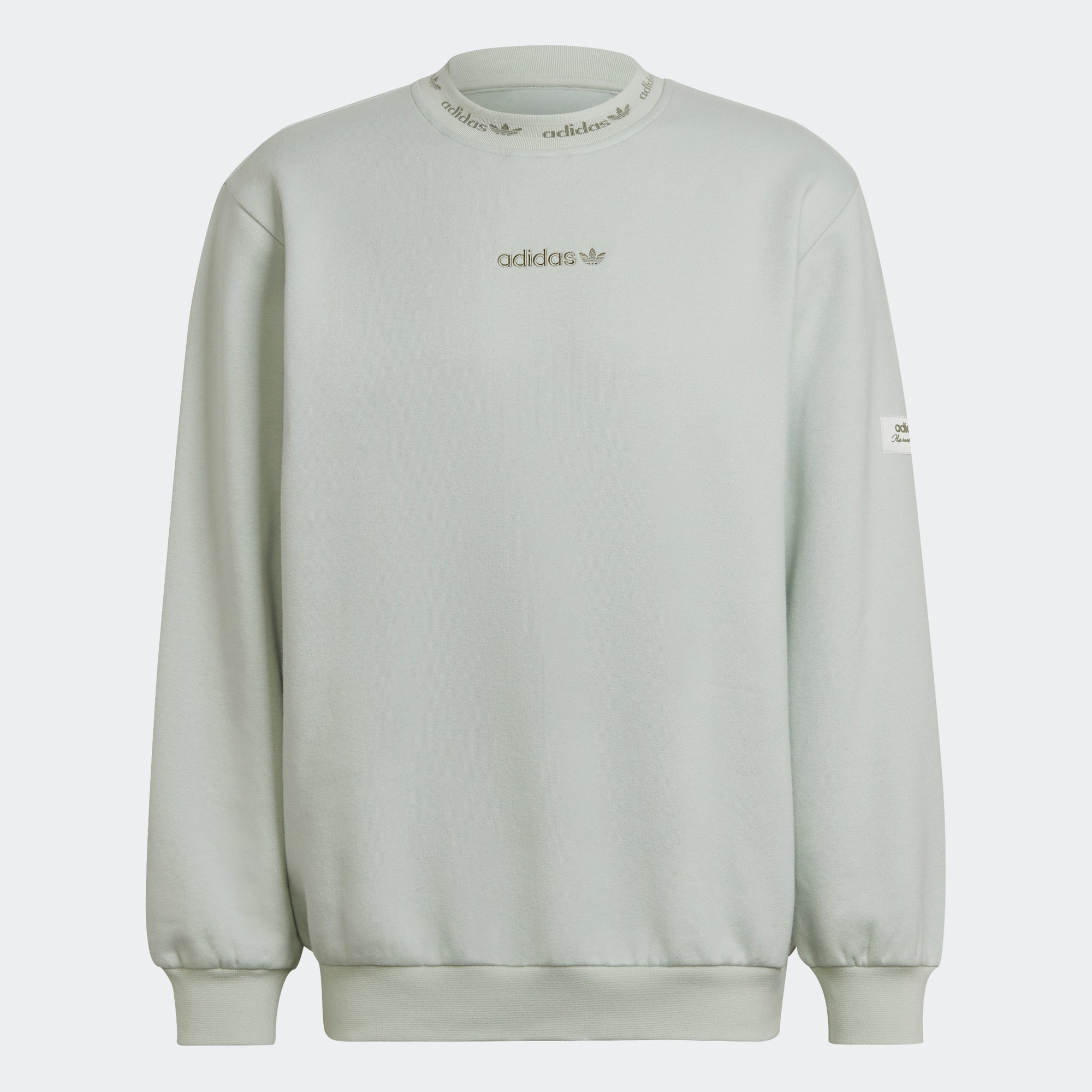 Men's adidas Originals Trefoil Linear Crew Sweatshirt Linen Green